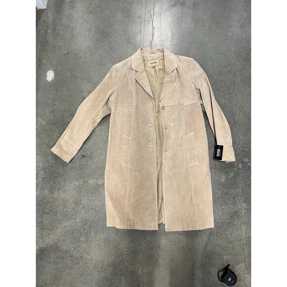 NWT Vintage Wilsons Leather Maxima Suede Trench Coat Women XXL Tan Leather